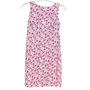 CDC sleeveless dress white pink cotton classic casual floral feminine size 10